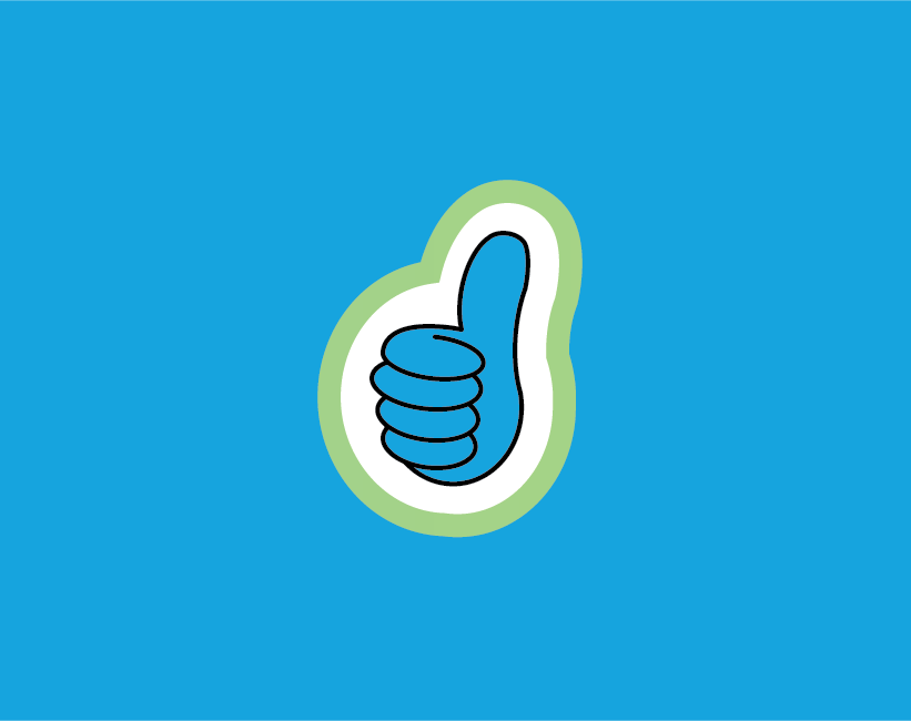 simply donating thumb logo blue background
